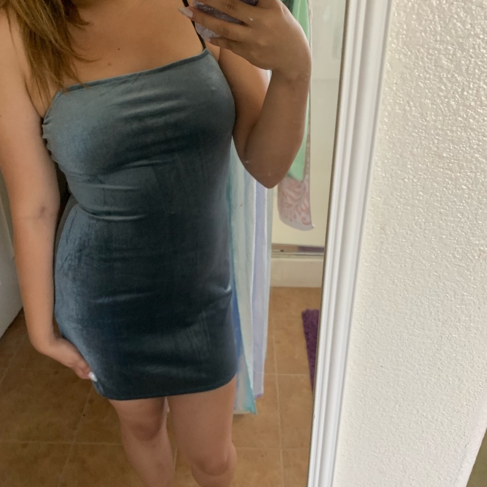 Blue Velvet Spaghetti Strap Mini Dress Forever 21